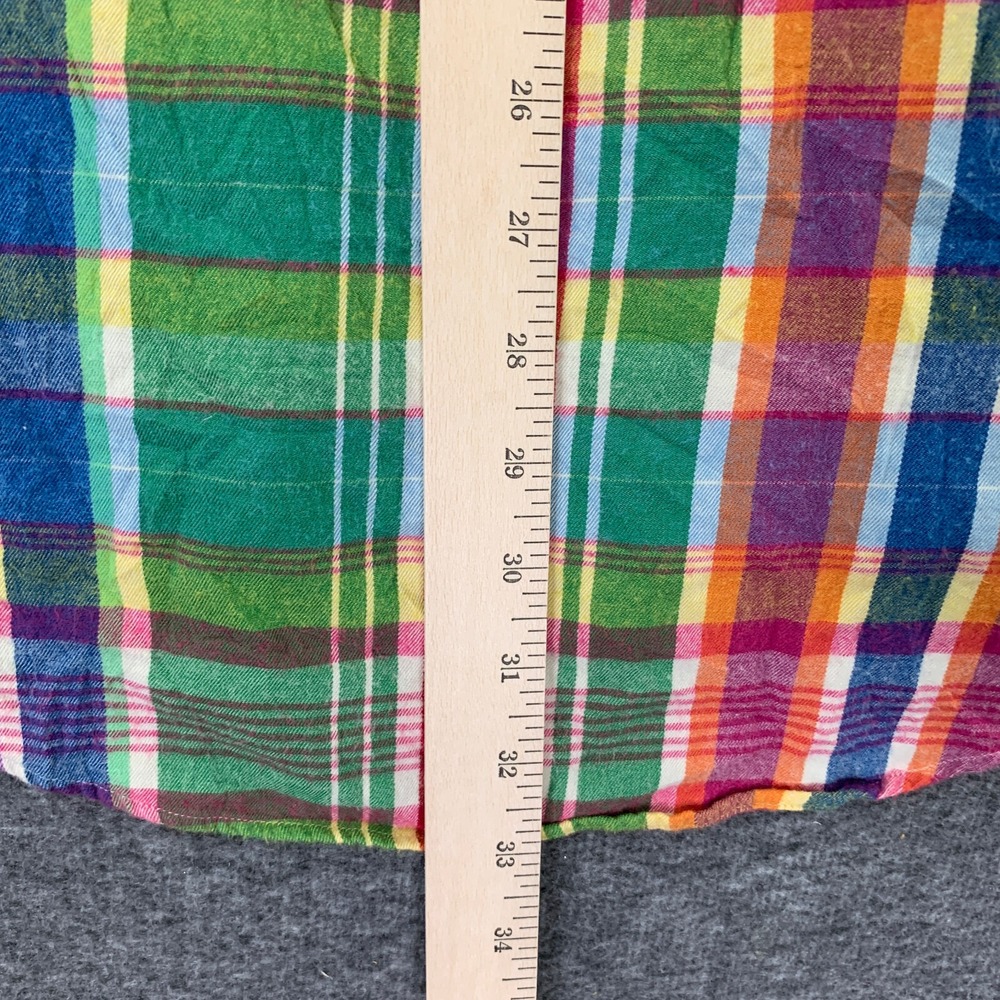 VTG Polo Ralph Lauren Colorblock Shirt Men Large Trim Military Plaid 90s Epaulet - Picture 6 of 8
